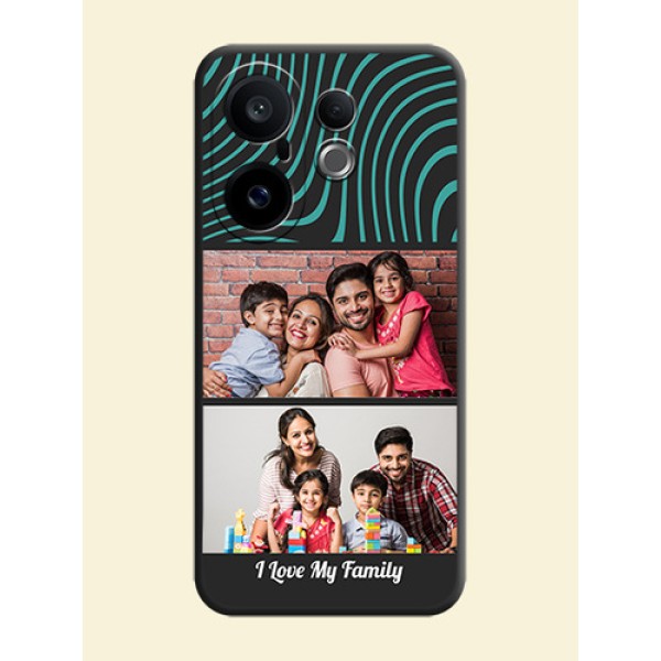 Wave Pattern with 2 Image Holder On Space Black Custom Soft Matte Mobile Back Cover - Vivo X200 FE 5G Wave Pattern with 2 Image Holder On Space Black Custom Soft Matte Mobile Back Cover - Vivo X200 FE 5G