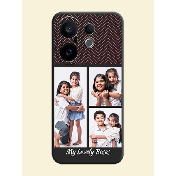 Wave Pattern with 3 Image Holder On Space Black Custom Soft Matte Mobile Back Cover - Vivo X200 FE 5G Wave Pattern with 3 Image Holder On Space Black Custom Soft Matte Mobile Back Cover - Vivo X200 FE 5G