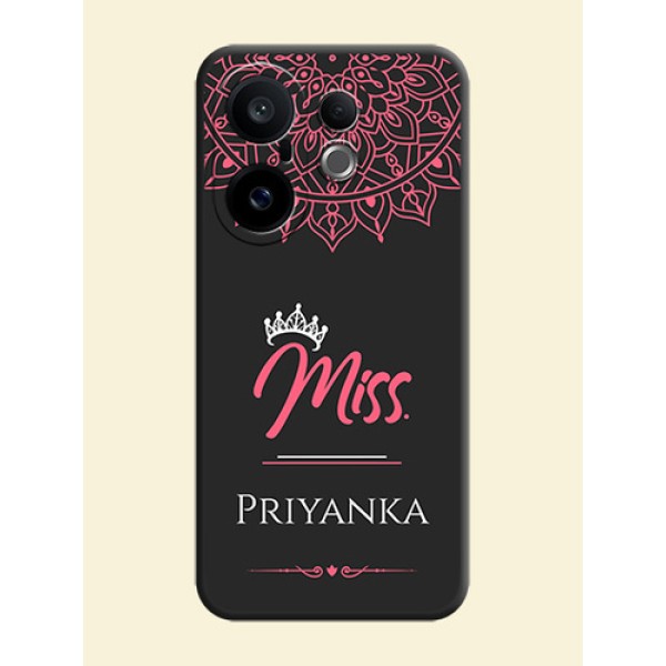 Mrs Name with Floral Design On Space Black Custom Soft Matte Mobile Back Cover - Vivo X200 FE 5G Mrs Name with Floral Design On Space Black Custom Soft Matte Mobile Back Cover - Vivo X200 FE 5G