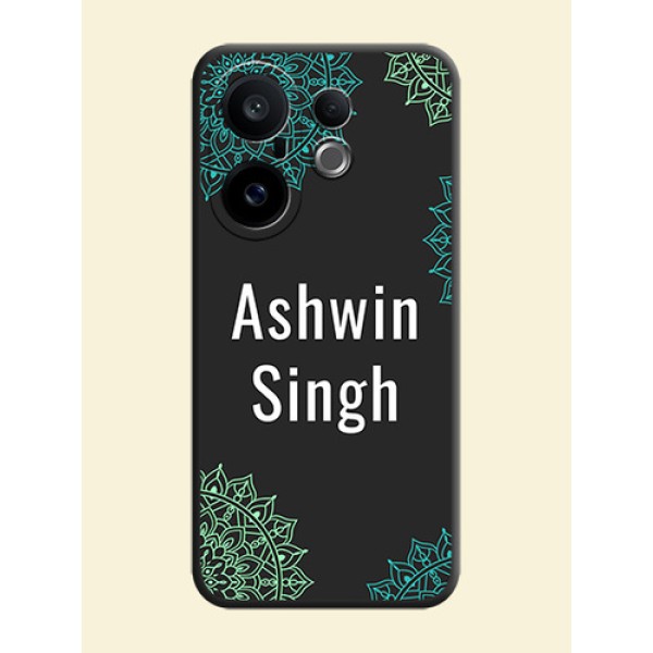 Your Name with Floral Design On Space Black Custom Soft Matte Mobile Back Cover - Vivo X200 FE 5G Your Name with Floral Design On Space Black Custom Soft Matte Mobile Back Cover - Vivo X200 FE 5G