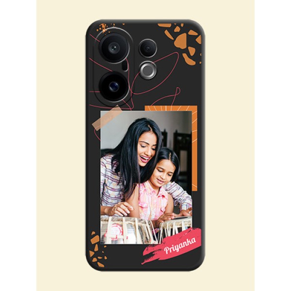 Orange Photo Frame On Space Black Custom Soft Matte Mobile Back Cover - Vivo X200 FE 5G Orange Photo Frame On Space Black Custom Soft Matte Mobile Back Cover - Vivo X200 FE 5G