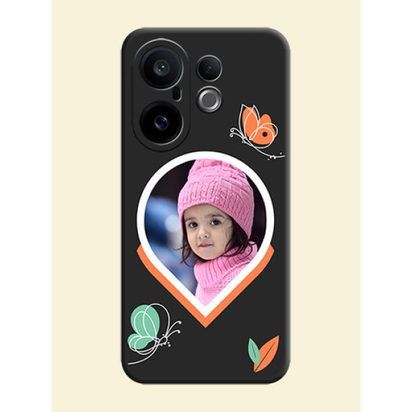Upload Pic With Simple Butterly Design On Space Black Custom Soft Matte Mobile Back Cover - Vivo X200 FE 5G Upload Pic With Simple Butterly Design On Space Black Custom Soft Matte Mobile Back Cover - Vivo X200 FE 5G