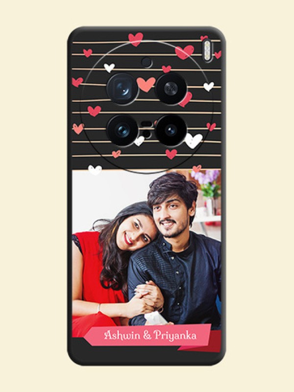Love Pattern with Name on Pink Ribbon on Photo On Space Black Custom Soft Matte Mobile Back Cover - Vivo X200 Pro 5G