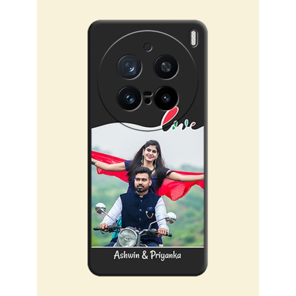 Fall in Love Pattern with Picture on Photo On Space Black Custom Soft Matte Mobile Back Cover - Vivo X200 Pro 5G Fall in Love Pattern with Picture on Photo On Space Black Custom Soft Matte Mobile Back Cover - Vivo X200 Pro 5G