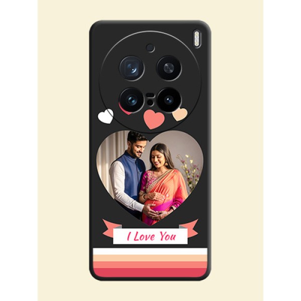 Love Shaped Photo with Colorful Stripes On Space Black Custom Soft Matte Mobile Back Cover - Vivo X200 Pro 5G Love Shaped Photo with Colorful Stripes On Space Black Custom Soft Matte Mobile Back Cover - Vivo X200 Pro 5G