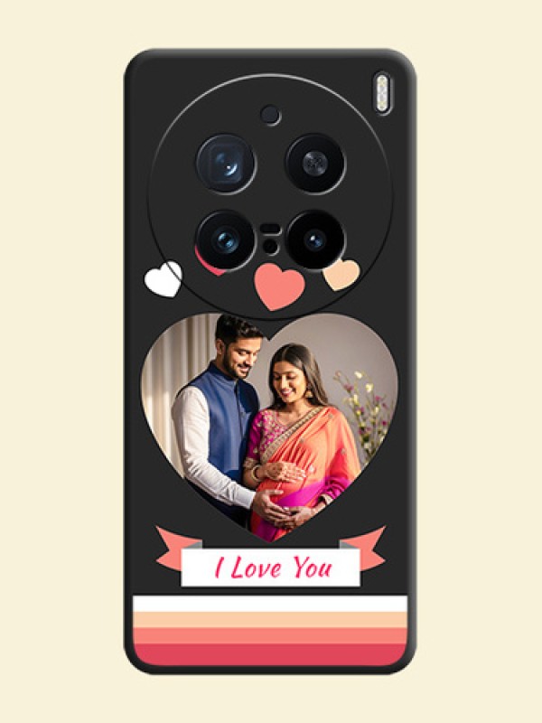 Love Shaped Photo with Colorful Stripes On Space Black Custom Soft Matte Mobile Back Cover - Vivo X200 Pro 5G