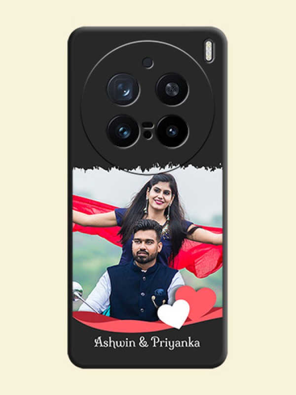 Pin Color Love Shaped Ribbon Design with Text On Space Black Custom Soft Matte Mobile Back Cover - Vivo X200 Pro 5G
