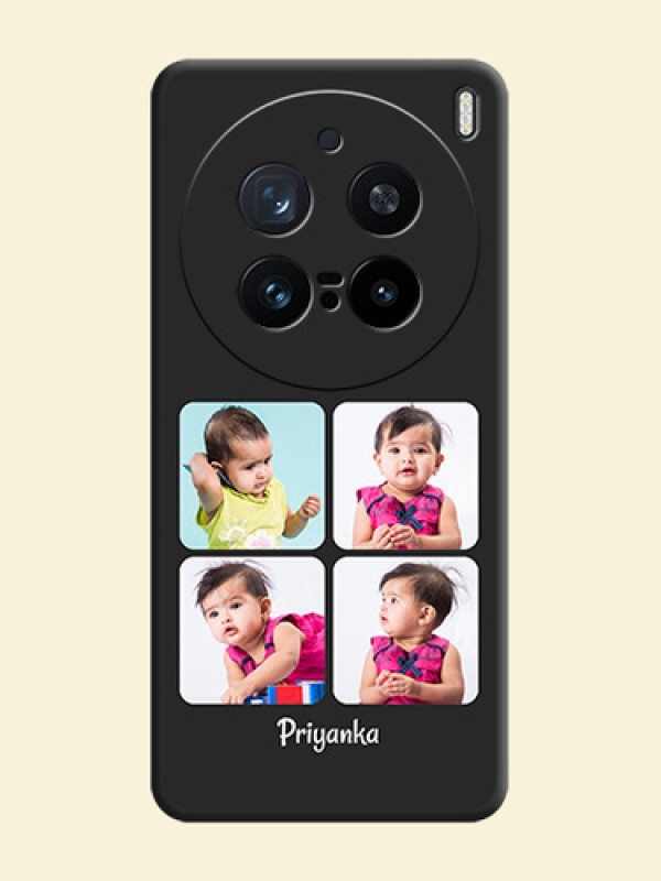 Floral Art with 6 Image Holder on Photo On Space Black Custom Soft Matte Mobile Back Cover - Vivo X200 Pro 5G