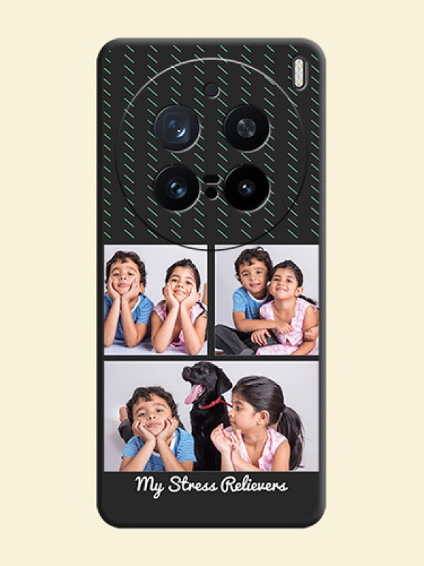 Cross Dotted Pattern with 2 Image Holder On Space Black Custom Soft Matte Mobile Back Cover - Vivo X200 Pro 5G