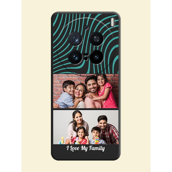 Wave Pattern with 2 Image Holder On Space Black Custom Soft Matte Mobile Back Cover - Vivo X200 Pro 5G Wave Pattern with 2 Image Holder On Space Black Custom Soft Matte Mobile Back Cover - Vivo X200 Pro 5G