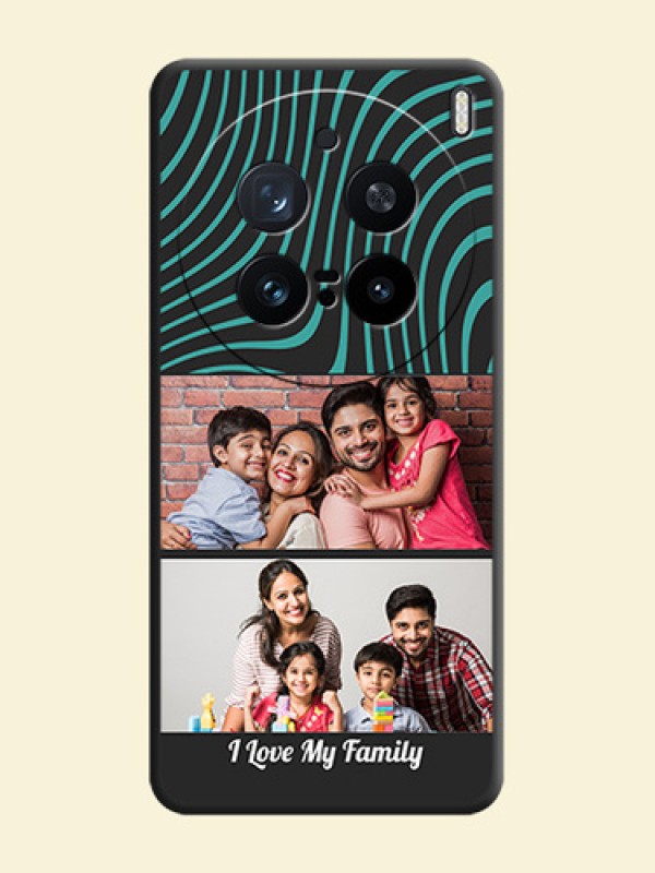 Wave Pattern with 2 Image Holder On Space Black Custom Soft Matte Mobile Back Cover - Vivo X200 Pro 5G