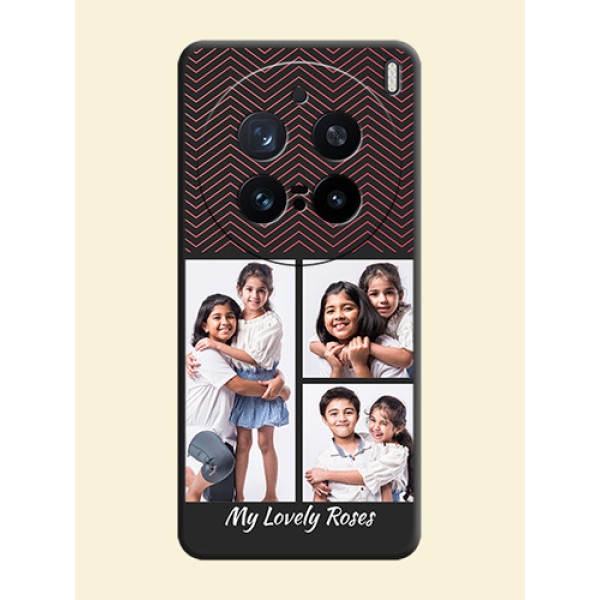 Wave Pattern with 3 Image Holder On Space Black Custom Soft Matte Mobile Back Cover - Vivo X200 Pro 5G Wave Pattern with 3 Image Holder On Space Black Custom Soft Matte Mobile Back Cover - Vivo X200 Pro 5G