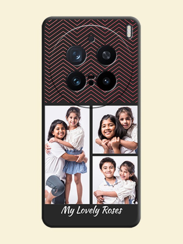 Wave Pattern with 3 Image Holder On Space Black Custom Soft Matte Mobile Back Cover - Vivo X200 Pro 5G