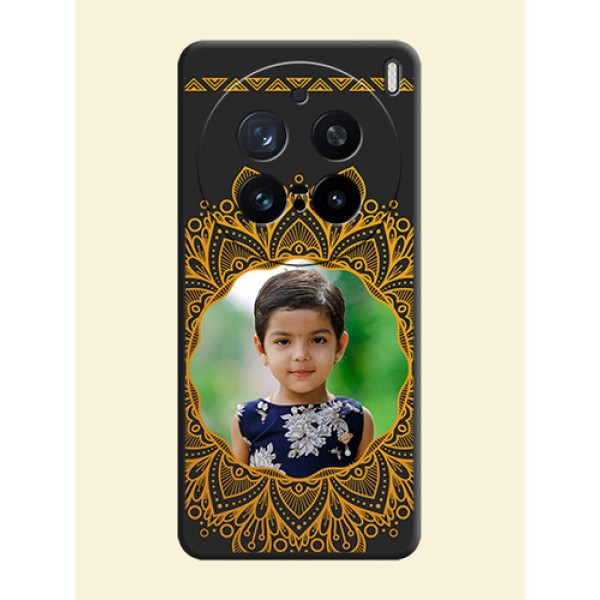 Round Image with Floral Design On Space Black Custom Soft Matte Mobile Back Cover - Vivo X200 Pro 5G Round Image with Floral Design On Space Black Custom Soft Matte Mobile Back Cover - Vivo X200 Pro 5G