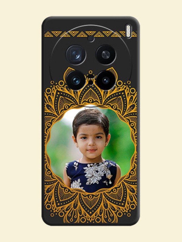 Round Image with Floral Design On Space Black Custom Soft Matte Mobile Back Cover - Vivo X200 Pro 5G