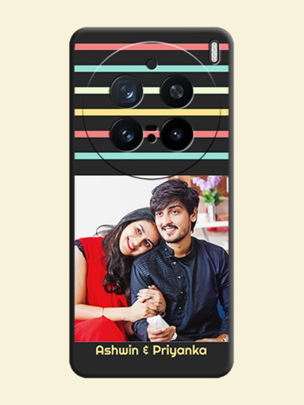 Color Stripes with Photo and Text on Photo On Space Black Custom Soft Matte Mobile Back Cover - Vivo X200 Pro 5G