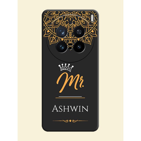 Mr Name with Floral Design On Space Black Custom Soft Matte Mobile Back Cover - Vivo X200 Pro 5G Mr Name with Floral Design On Space Black Custom Soft Matte Mobile Back Cover - Vivo X200 Pro 5G