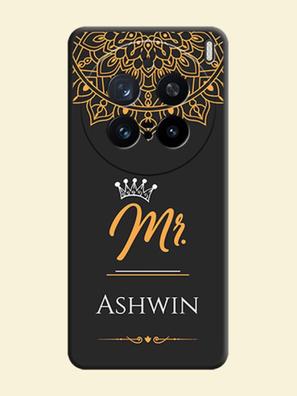 Mr Name with Floral Design On Space Black Custom Soft Matte Mobile Back Cover - Vivo X200 Pro 5G