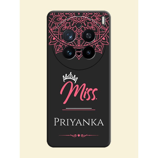 Mrs Name with Floral Design On Space Black Custom Soft Matte Mobile Back Cover - Vivo X200 Pro 5G Mrs Name with Floral Design On Space Black Custom Soft Matte Mobile Back Cover - Vivo X200 Pro 5G