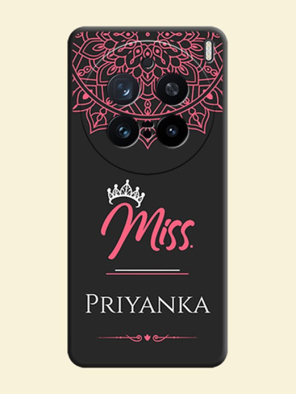 Mrs Name with Floral Design On Space Black Custom Soft Matte Mobile Back Cover - Vivo X200 Pro 5G