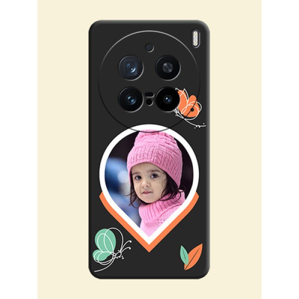 Upload Pic With Simple Butterly Design On Space Black Custom Soft Matte Mobile Back Cover - Vivo X200 Pro 5G Upload Pic With Simple Butterly Design On Space Black Custom Soft Matte Mobile Back Cover - Vivo X200 Pro 5G