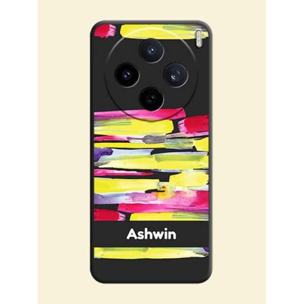 Brush Coloured On Space Black Custom Soft Matte Mobile Back Cover - Vivo X200T 5G Brush Coloured On Space Black Custom Soft Matte Mobile Back Cover - Vivo X200T 5G