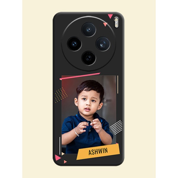 Photo Frame with Triangle Small Dots on Photo On Space Black Custom Soft Matte Mobile Back Cover - Vivo X200T 5G Photo Frame with Triangle Small Dots on Photo On Space Black Custom Soft Matte Mobile Back Cover - Vivo X200T 5G