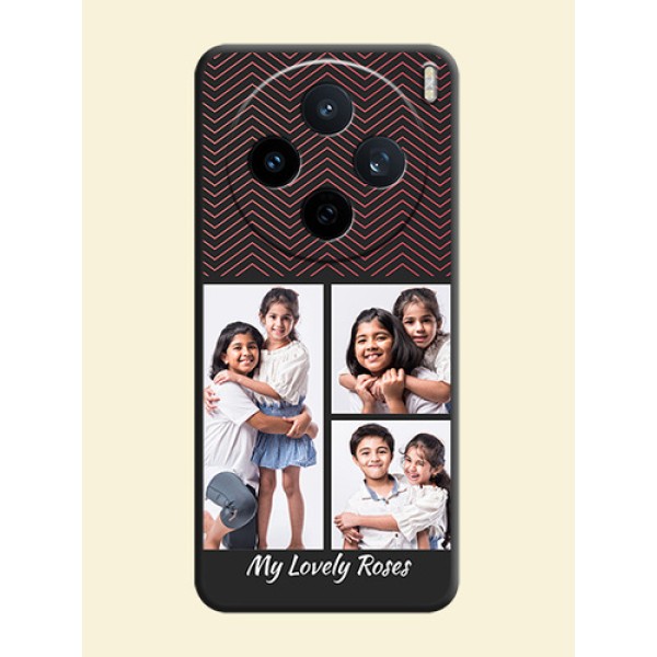 Wave Pattern with 3 Image Holder On Space Black Custom Soft Matte Mobile Back Cover - Vivo X200T 5G Wave Pattern with 3 Image Holder On Space Black Custom Soft Matte Mobile Back Cover - Vivo X200T 5G