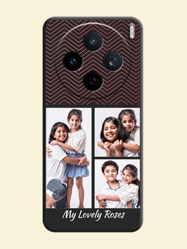 Wave Pattern with 3 Image Holder On Space Black Custom Soft Matte Mobile Back Cover - Vivo X200T 5G