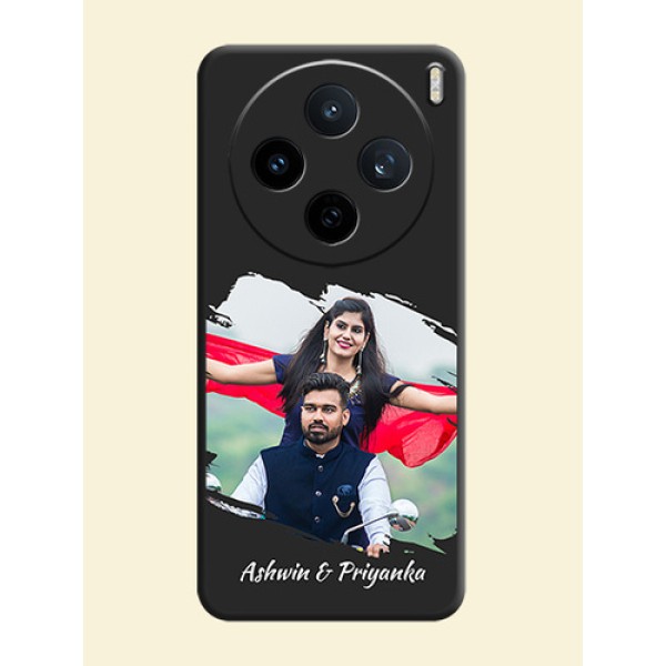 Grunge Brush Strokes on Photo On Space Black Custom Soft Matte Mobile Back Cover - Vivo X200T 5G Grunge Brush Strokes on Photo On Space Black Custom Soft Matte Mobile Back Cover - Vivo X200T 5G