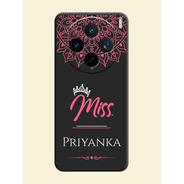 Mrs Name with Floral Design On Space Black Custom Soft Matte Mobile Back Cover - Vivo X200T 5G Mrs Name with Floral Design On Space Black Custom Soft Matte Mobile Back Cover - Vivo X200T 5G