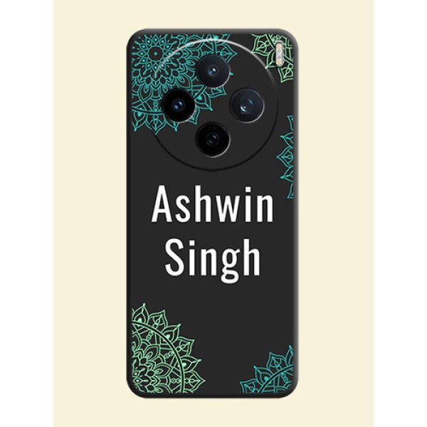 Your Name with Floral Design On Space Black Custom Soft Matte Mobile Back Cover - Vivo X200T 5G Your Name with Floral Design On Space Black Custom Soft Matte Mobile Back Cover - Vivo X200T 5G