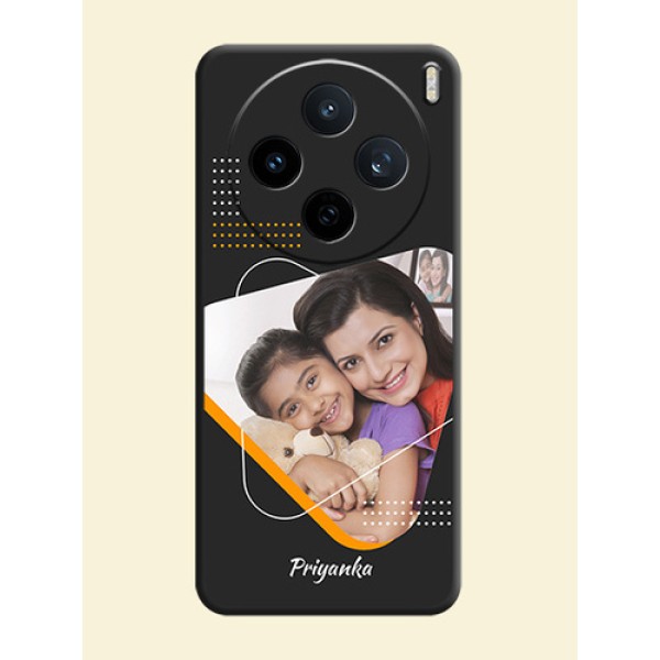 Yellow Triangle on Photo On Space Black Custom Soft Matte Mobile Back Cover - Vivo X200T 5G Yellow Triangle on Photo On Space Black Custom Soft Matte Mobile Back Cover - Vivo X200T 5G