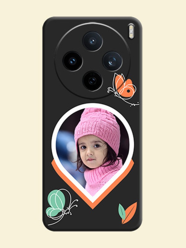 Upload Pic With Simple Butterly Design On Space Black Custom Soft Matte Mobile Back Cover - Vivo X200T 5G