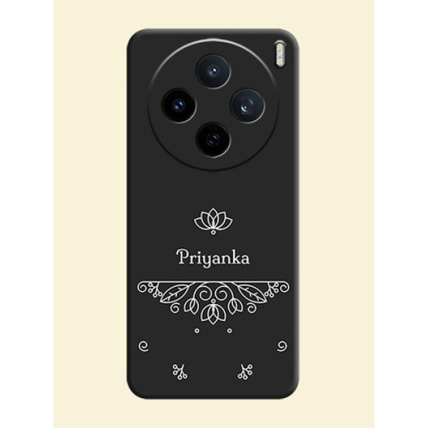 Lotus Garden Custom Text On Space Black Custom Soft Matte Mobile Back Cover - Vivo X200T 5G Lotus Garden Custom Text On Space Black Custom Soft Matte Mobile Back Cover - Vivo X200T 5G