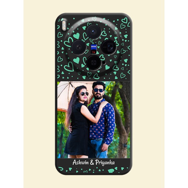 Sea Green Indefinite Love Pattern on Photo On Space Black Custom Soft Matte Mobile Back Cover - Vivo X300 5G Sea Green Indefinite Love Pattern on Photo On Space Black Custom Soft Matte Mobile Back Cover - Vivo X300 5G