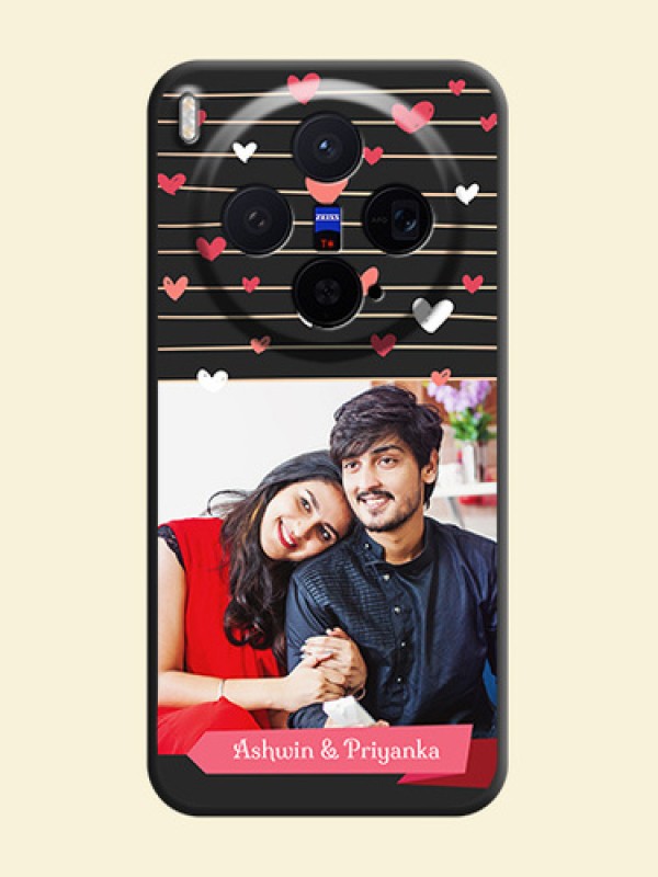 Love Pattern with Name on Pink Ribbon on Photo On Space Black Custom Soft Matte Mobile Back Cover - Vivo X300 5G