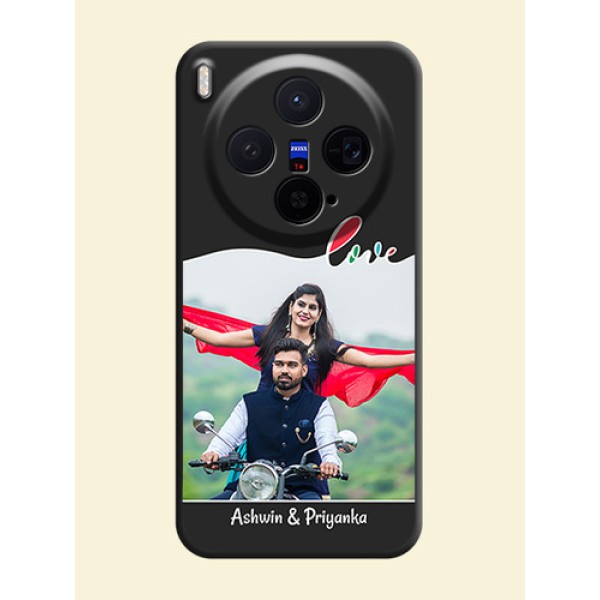 Fall in Love Pattern with Picture on Photo On Space Black Custom Soft Matte Mobile Back Cover - Vivo X300 5G Fall in Love Pattern with Picture on Photo On Space Black Custom Soft Matte Mobile Back Cover - Vivo X300 5G