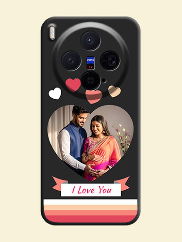 Love Shaped Photo with Colorful Stripes On Space Black Custom Soft Matte Mobile Back Cover - Vivo X300 5G