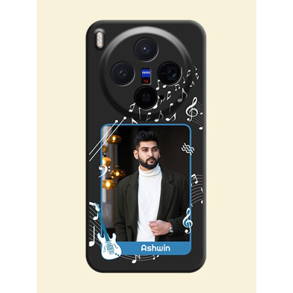 Musical Theme Design with Text on Photo On Space Black Custom Soft Matte Mobile Back Cover - Vivo X300 5G