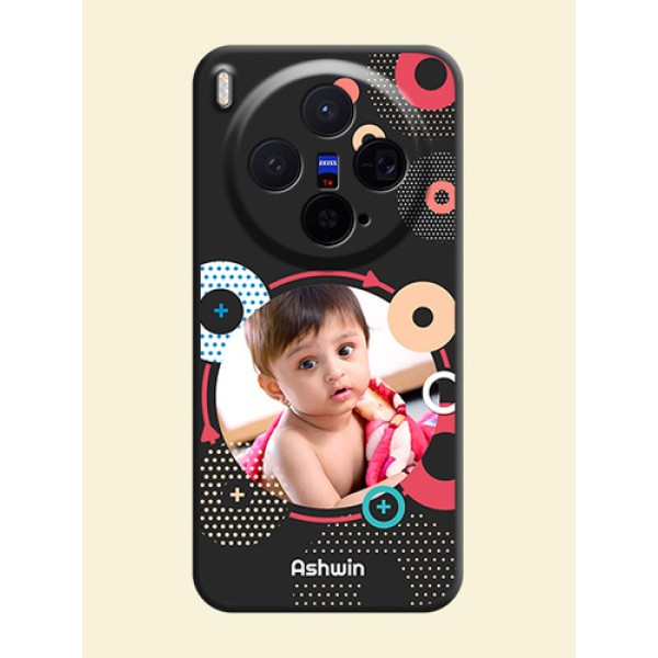 Multicoloured Round Image On Space Black Custom Soft Matte Mobile Back Cover - Vivo X300 5G