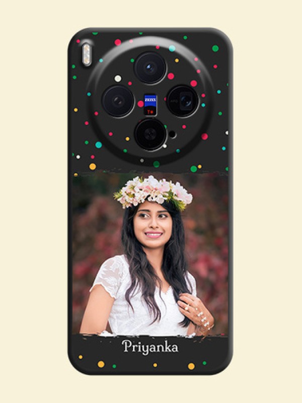 Multicolor Dotted Pattern with Text On Space Black Custom Soft Matte Mobile Back Cover - Vivo X300 5G