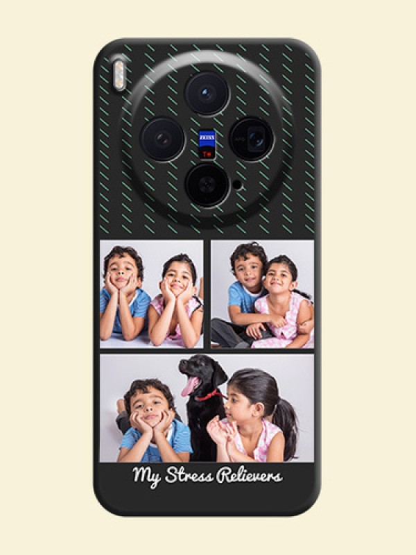 Cross Dotted Pattern with 2 Image Holder On Space Black Custom Soft Matte Mobile Back Cover - Vivo X300 5G