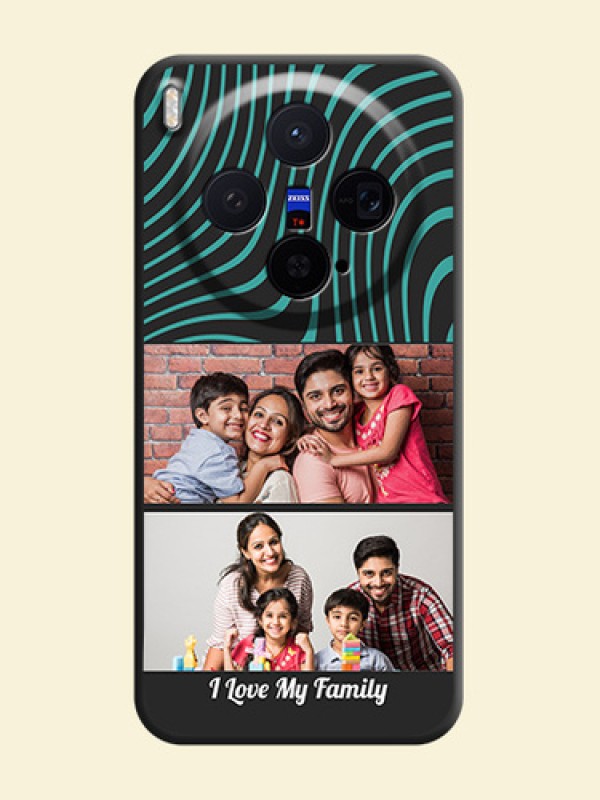 Wave Pattern with 2 Image Holder On Space Black Custom Soft Matte Mobile Back Cover - Vivo X300 5G