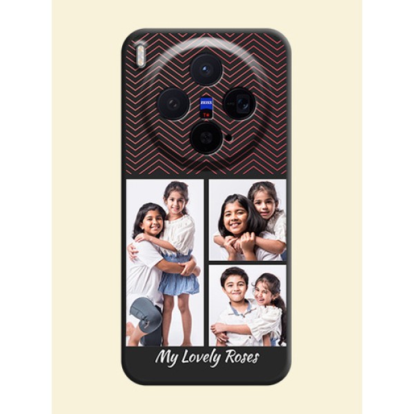 Wave Pattern with 3 Image Holder On Space Black Custom Soft Matte Mobile Back Cover - Vivo X300 5G Wave Pattern with 3 Image Holder On Space Black Custom Soft Matte Mobile Back Cover - Vivo X300 5G