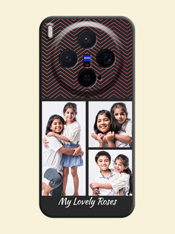 Wave Pattern with 3 Image Holder On Space Black Custom Soft Matte Mobile Back Cover - Vivo X300 5G