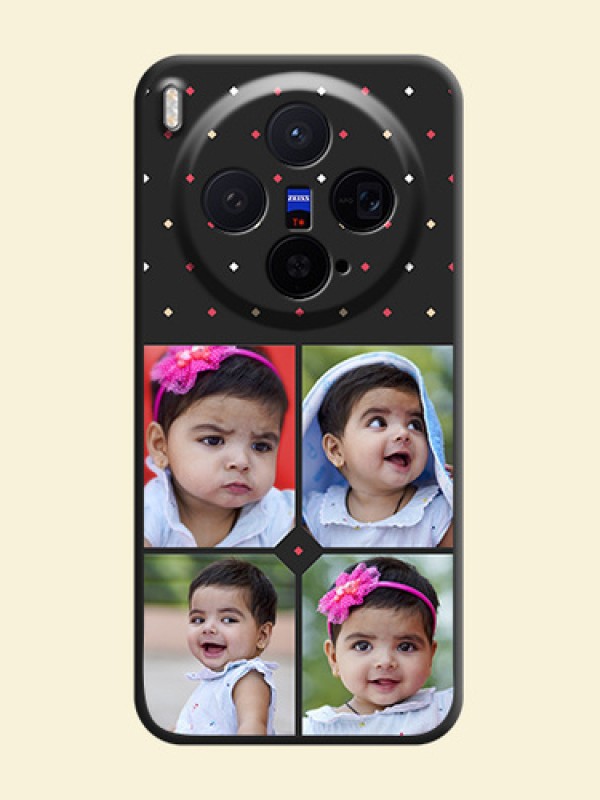 Multicolor Dotted Pattern with 4 Image Holder On Space Black Custom Soft Matte Mobile Back Cover - Vivo X300 5G