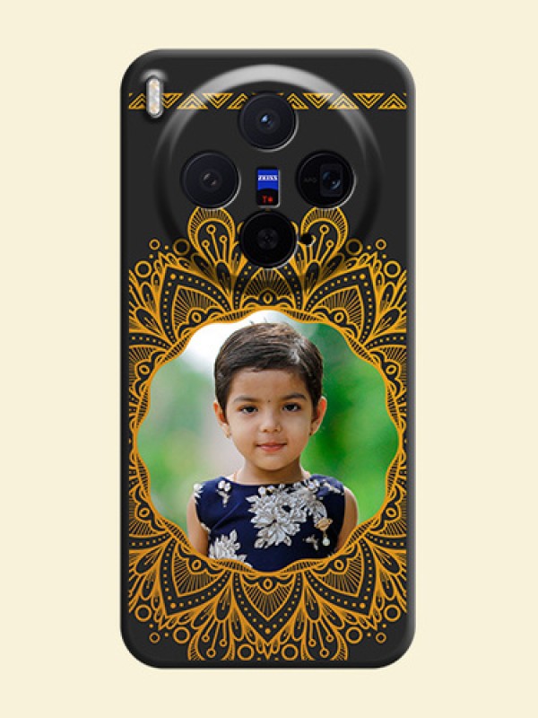 Round Image with Floral Design On Space Black Custom Soft Matte Mobile Back Cover - Vivo X300 5G