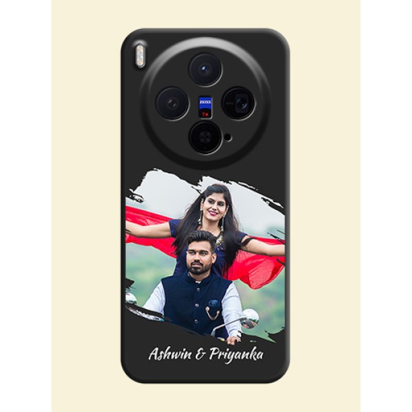Grunge Brush Strokes on Photo On Space Black Custom Soft Matte Mobile Back Cover - Vivo X300 5G Grunge Brush Strokes on Photo On Space Black Custom Soft Matte Mobile Back Cover - Vivo X300 5G