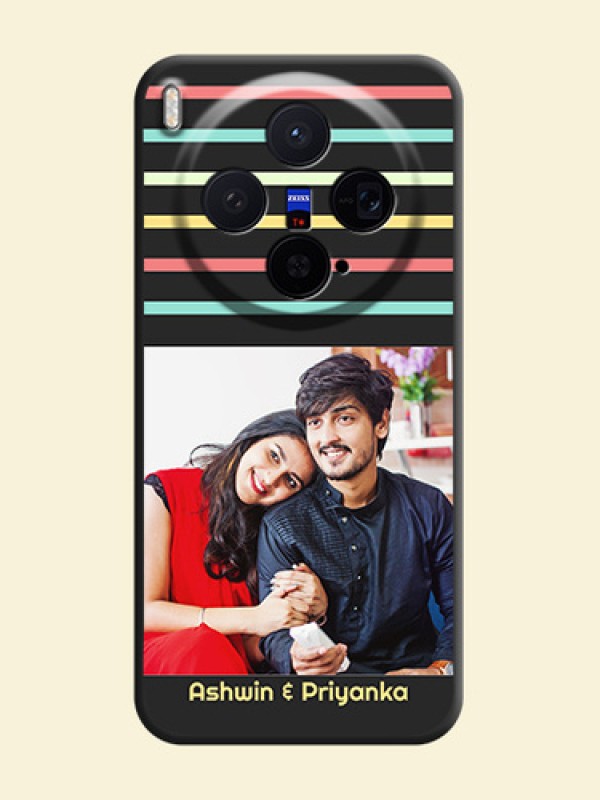 Color Stripes with Photo and Text on Photo On Space Black Custom Soft Matte Mobile Back Cover - Vivo X300 5G